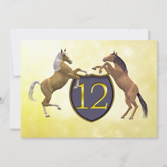Invitación Caballos de cría de 12 años (Anverso)