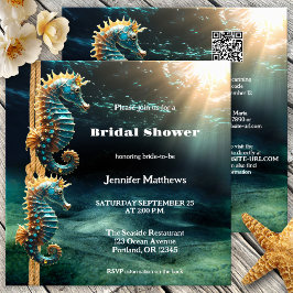 Invitación Caballos de mar artísticos Ocean Bridal Shower