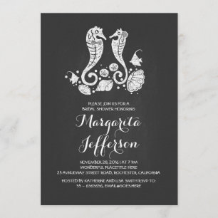 Invitación Caballos de mar de Chalkboard duchas de novia invi
