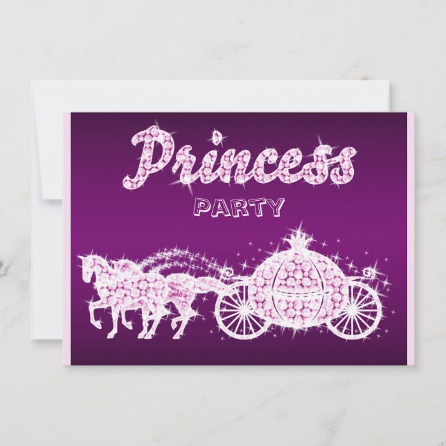 Invitación Caballos de Princesa y fiesta de cumpleaños de tra (Anverso)
