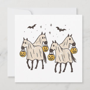 Invitación Caballos Fantasmas Lindos Halloween Truco o Trato 