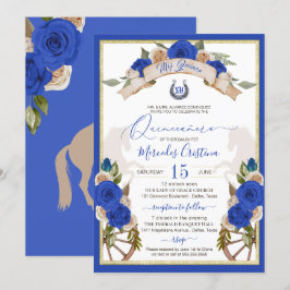 Invitación Caballos florales del Rosa azul Charro Occidental 