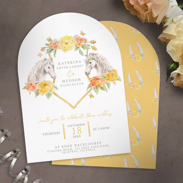 Invitación Caballos grises y rosas amarillas arco boda (Subido por el creador)