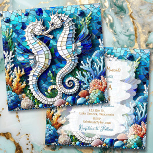 Invitación Caballos marinos Mosaicos Playa romántica