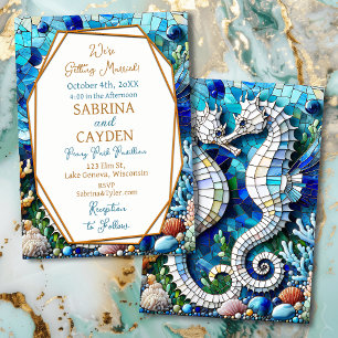 Invitación Caballos marinos Mosaicos Playa romántica