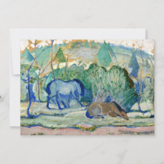 Invitación Caballos pastando de Franz Marc, Arte fino vintage