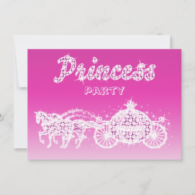 Invitación Caballos Princesa y fiesta de cumpleaños de transp (Anverso)