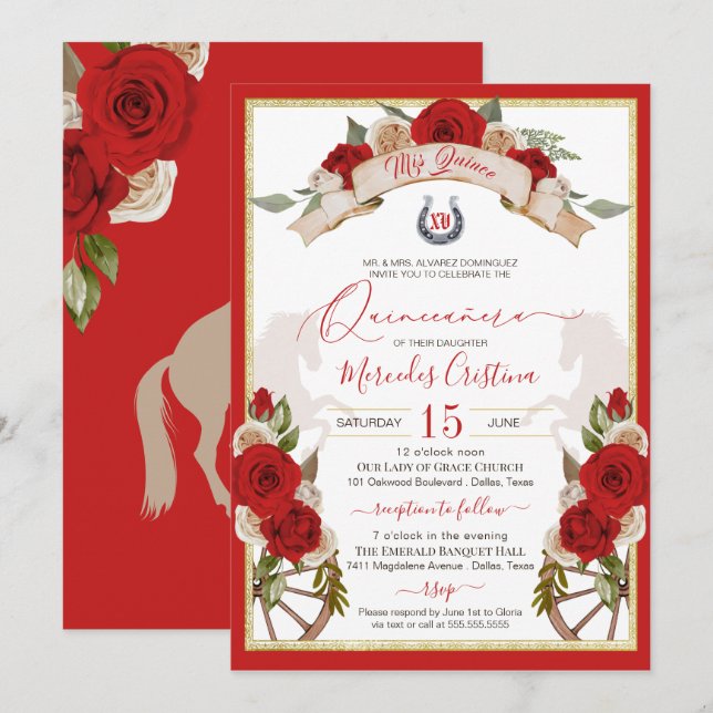 Invitación Caballos rojos de la Manzana del Charro Occidental (Anverso / Reverso)