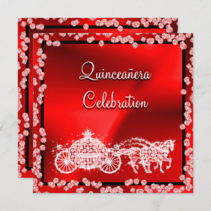 Invitación Caballos y entrenadores de princesas rojas Quincea