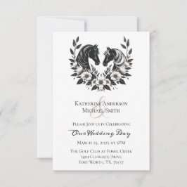 Invitación Caballos y flores de bodas rurales