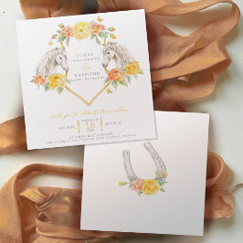 Invitación Caballos y rosas acuarela arte boda cuadrado
