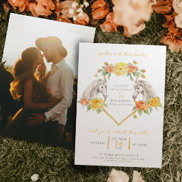 Invitación Caballos y rosas acuarela arte foto boda