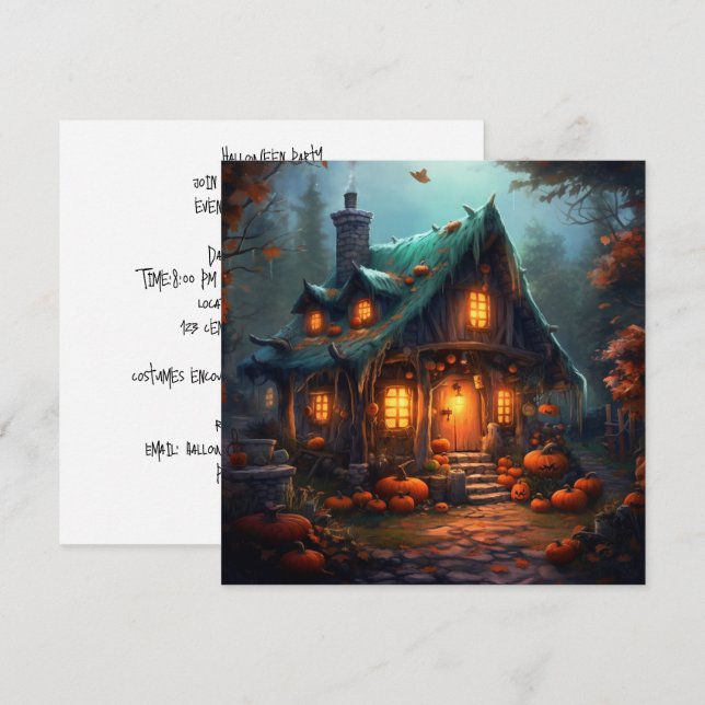 Invitación Cabaña de Brujas: Broomstick Haven (Anverso / Reverso)