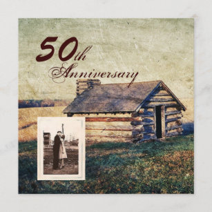 Invitación cabaña de campo occidental 50 años de boda