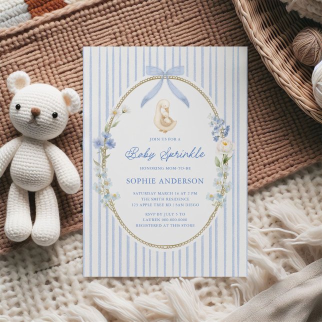 Invitación Cabaña de Ganso y Ansarino Azul Bebé Sprinkle (Subido por el creador)