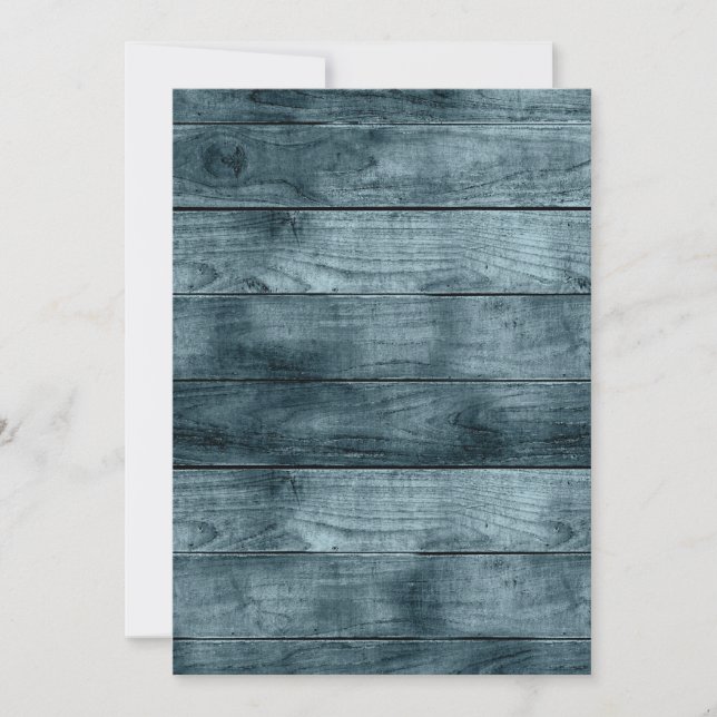 Invitación Cabaña de Madera Azul Sombras Oscuras Carpintería  (Anverso)