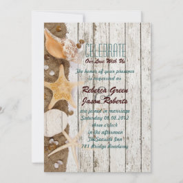 Invitación cabaña de océano elegante conchas de mar boda en l