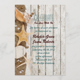 Invitación cabaña de océano elegante conchas de mar boda en l