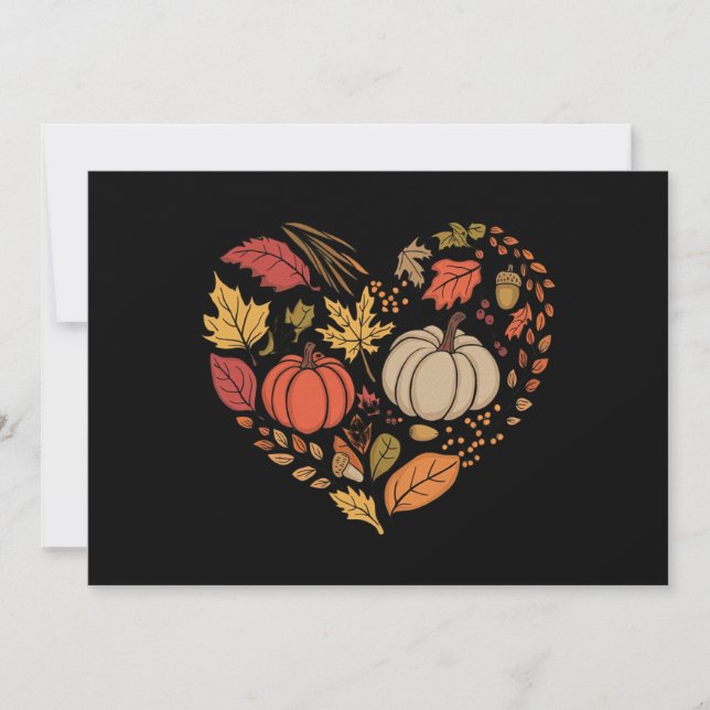 Invitación Cabaña de otoño corazón pumpkin corazón Día de Acc (Anverso)