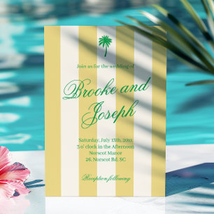 Invitación Cabaña de playa de franja de palma isleña retro am