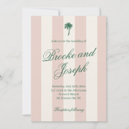 Invitación Cabaña de playa de rayas de palma isleña retro bod