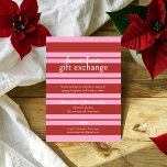 Invitación Cabaña de Secret Santa Raya rosa y roja Preppy<br><div class="desc">¡Traiga un toque de encanto costero a su celebración navideña con esta divertida colección! Con llamativas rayas rosas y rojas preppy, estos diseños son perfectos para un intercambio de Secret Santa con un toque de cabaña soleada. Piense en alegría festiva que se encuentra con vibraciones de club de playa que...</div>