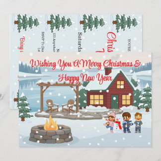 Invitación Cabaña Feliz Navidad en las Vacaciones de Invierno