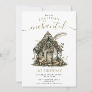 Invitación Cabaña forestal encantada 1er cumpleaños