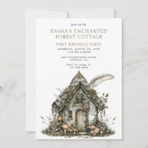 Invitación Cabaña forestal encantada 1er cumpleaños