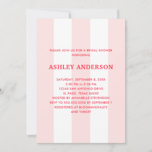 Invitación Cabana Stripe Pale Pink Bridal Shower