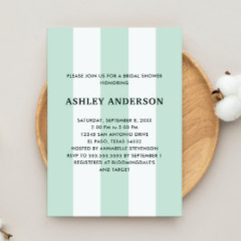 Invitación Cabana Stripe Sea Green Bridal Shower