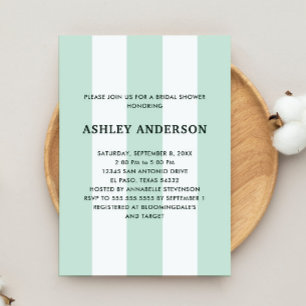Invitación Cabana Stripe Sea Green Bridal Shower
