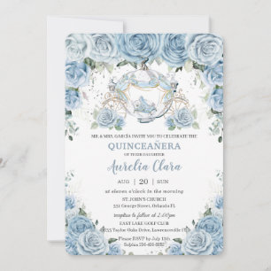 Invitación Cabecera de Cenicienta Floral Bebé Quinceañera