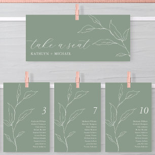 Invitación Cabecera de la tabla de asientos Leaf verde tarjet