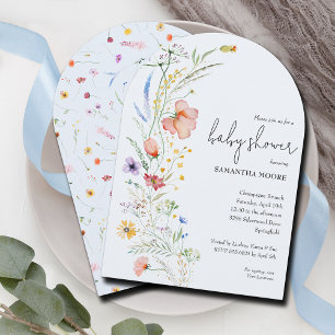 Invitación Cabecera del Arco Baby Shower Wildflowers Boy