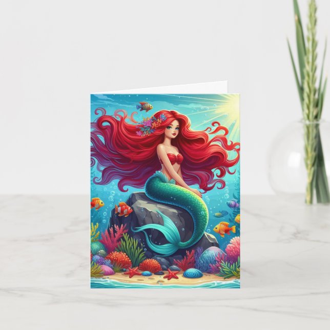 Invitación Cabello rojo de la sirena (Anverso)