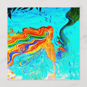 invitación cabelluda de la sirena del arco iris