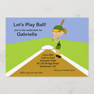 Invitación cabelluda del cumpleaños del softball