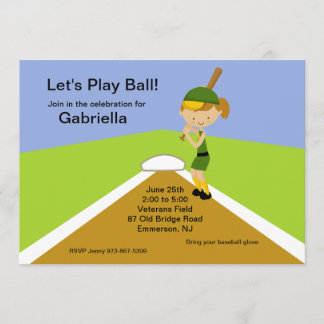 Invitación cabelluda del cumpleaños del softball