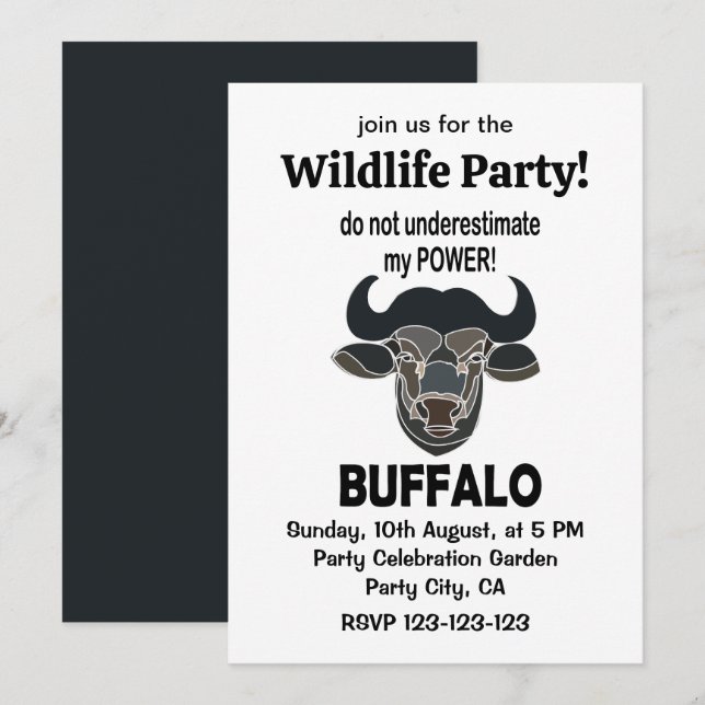 Invitación Cabeza de Bisonte Búfalo Animal Búfalo (Anverso / Reverso)