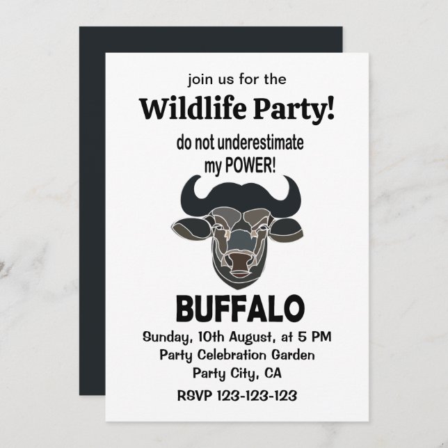 Invitación Cabeza de búfalo Bison Búfalo animal (Anverso / Reverso)
