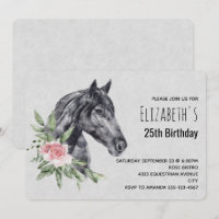 Cabeza de caballo hermosa en cumpleaños de acuarel