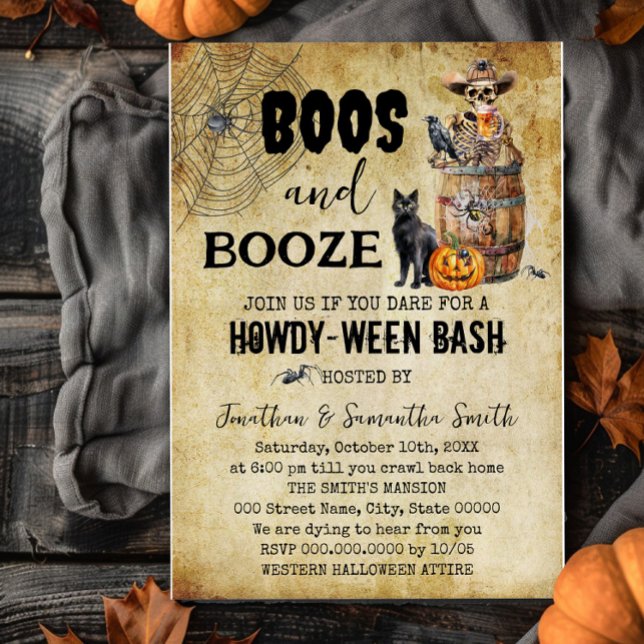 Invitación Cabeza de cerveza Skull entre Boos y fiesta de Hal (Subido por el creador)