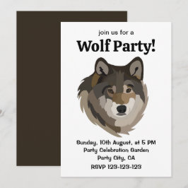 Invitación Cabeza de lobo Animal Gray Wilf Wolf