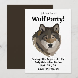 Invitación Cabeza de Lobo Animal Gris Lobo Salvaje