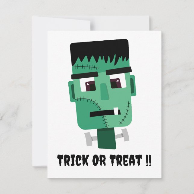 Invitación Cabeza del Monstruo de Frankenstein (Anverso)