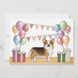 Invitación Cabeza Roja Tri Pembroke Welsh Corgi Cumpleaños Di