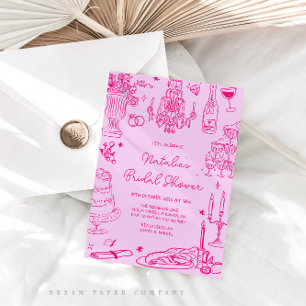 Invitación Cabeza rosa caliente de la mano deslumbrante Brida
