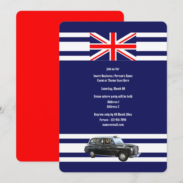 Invitación Cabina británica Union Jack bandera británica (Anverso / Reverso)