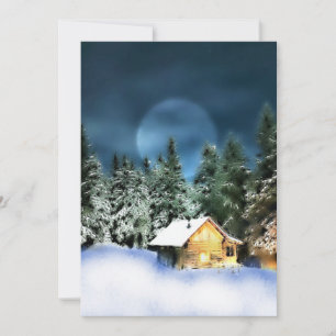 Invitación Cabina Rustic Log Full Moon